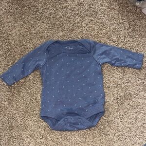 Blue Triangle Long-Sleeve Baby One-Piece Bodysuit